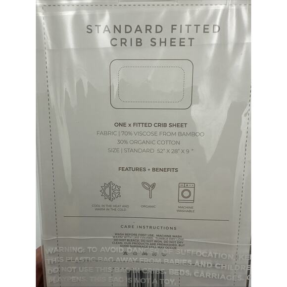 Goumi Baby Nursery Fitted Crib Sheet Gray Viscose From Bamboo & Organic Cotton - Picture 3 of 5